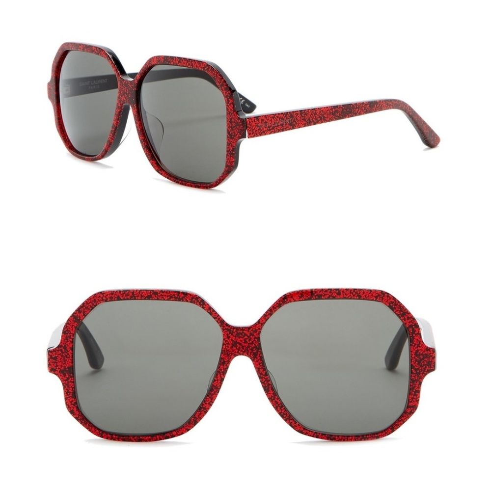 SAINT LAURENT Oversized Square Glitter Sunglasses